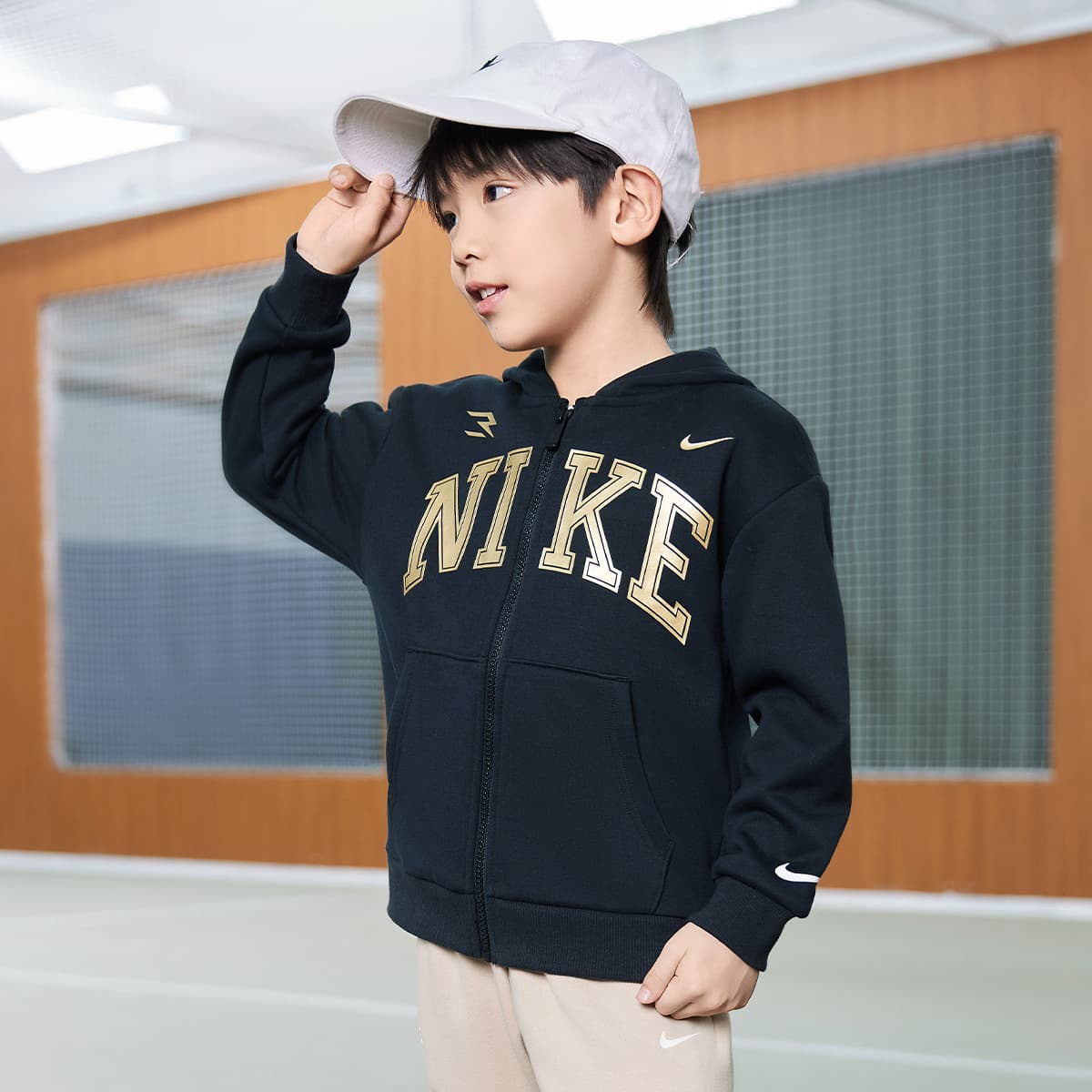 Nike 3Brand Глубокий Черный Детские Толстовки - изображение 2