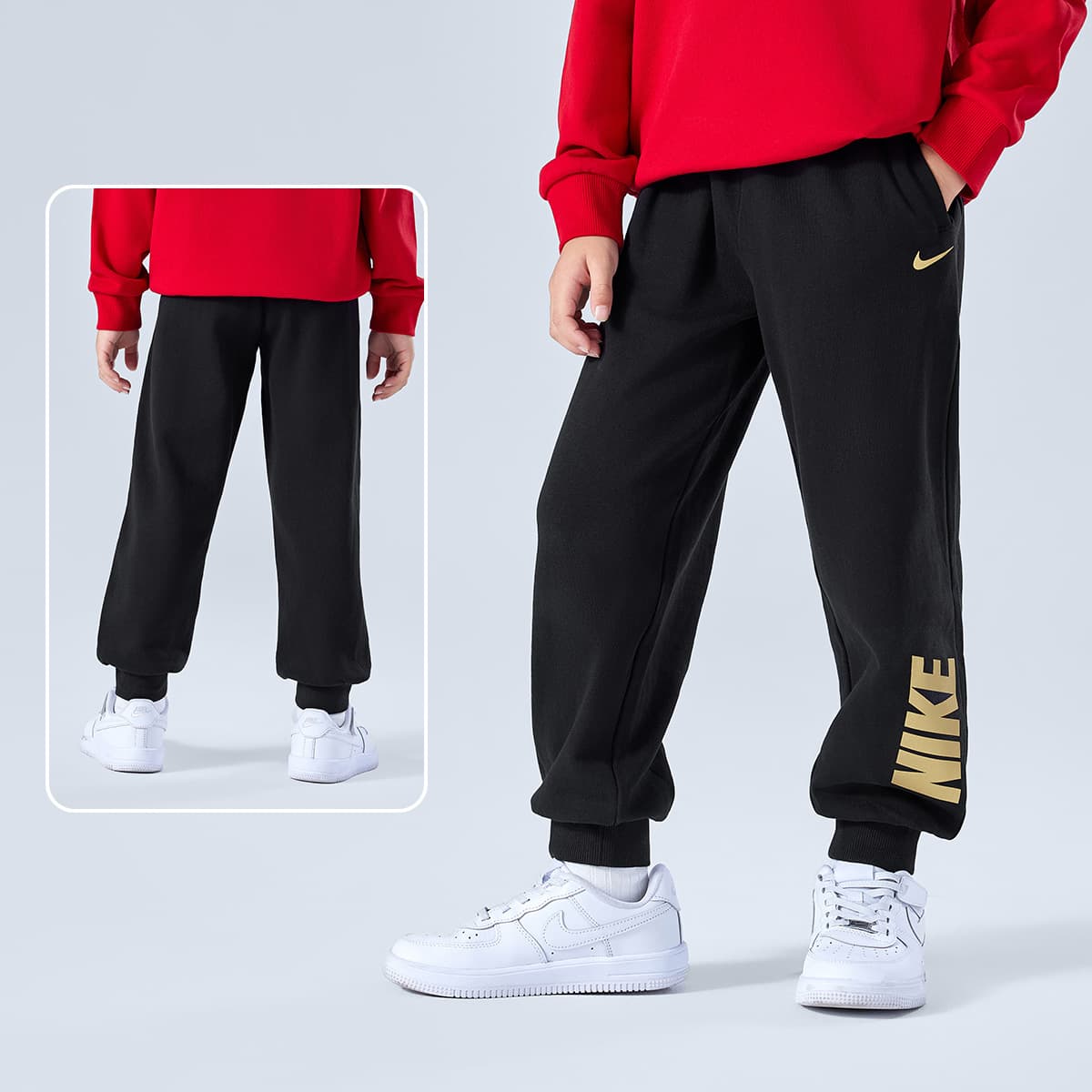 Nike Низ Брюки С флисовой подкладкой Термические Повседневные Спортивные Шнурки Ветрозащитные Детские - изображение 3