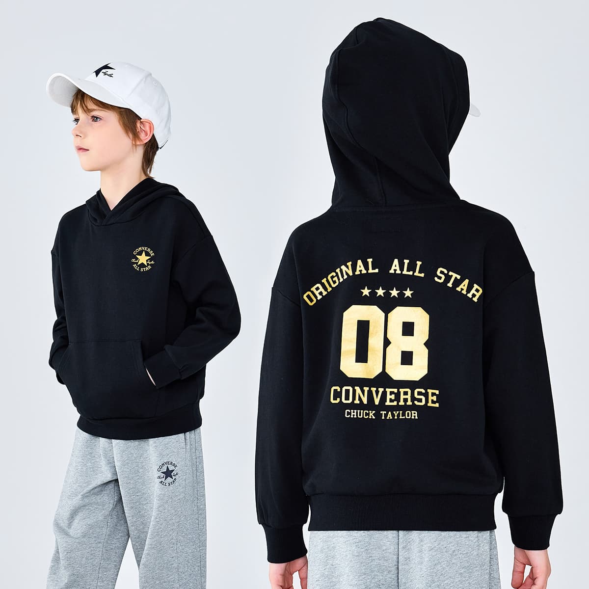 Converse Толстовка Осень Повседневный минималистичный с капюшоном длинный рукав модный винтаж дети 3-7 лет - изображение 2