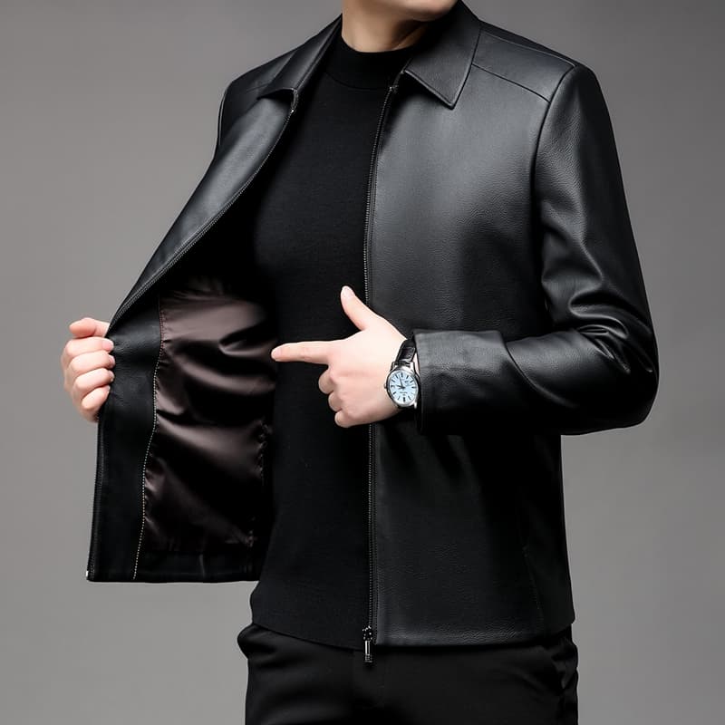 Кожаная куртки PIERRE CARDIN Мужская кожаная куртка - изображение 3