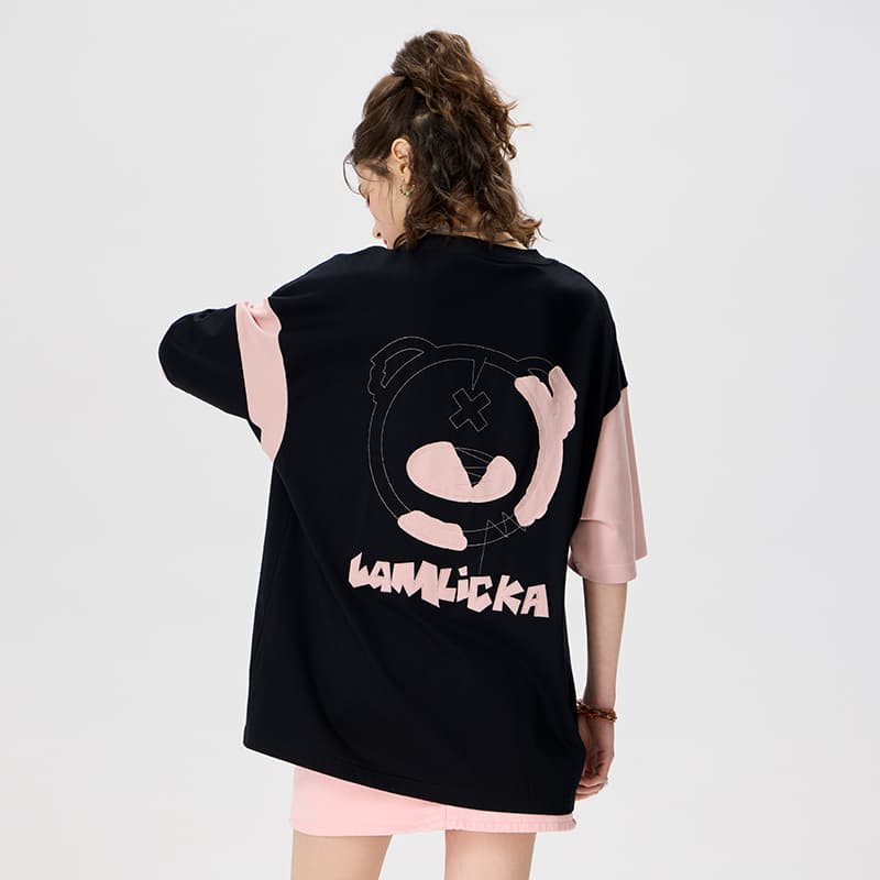 Футболка LAMLICKA T-рубашка унисекс черная розовая - изображение 6