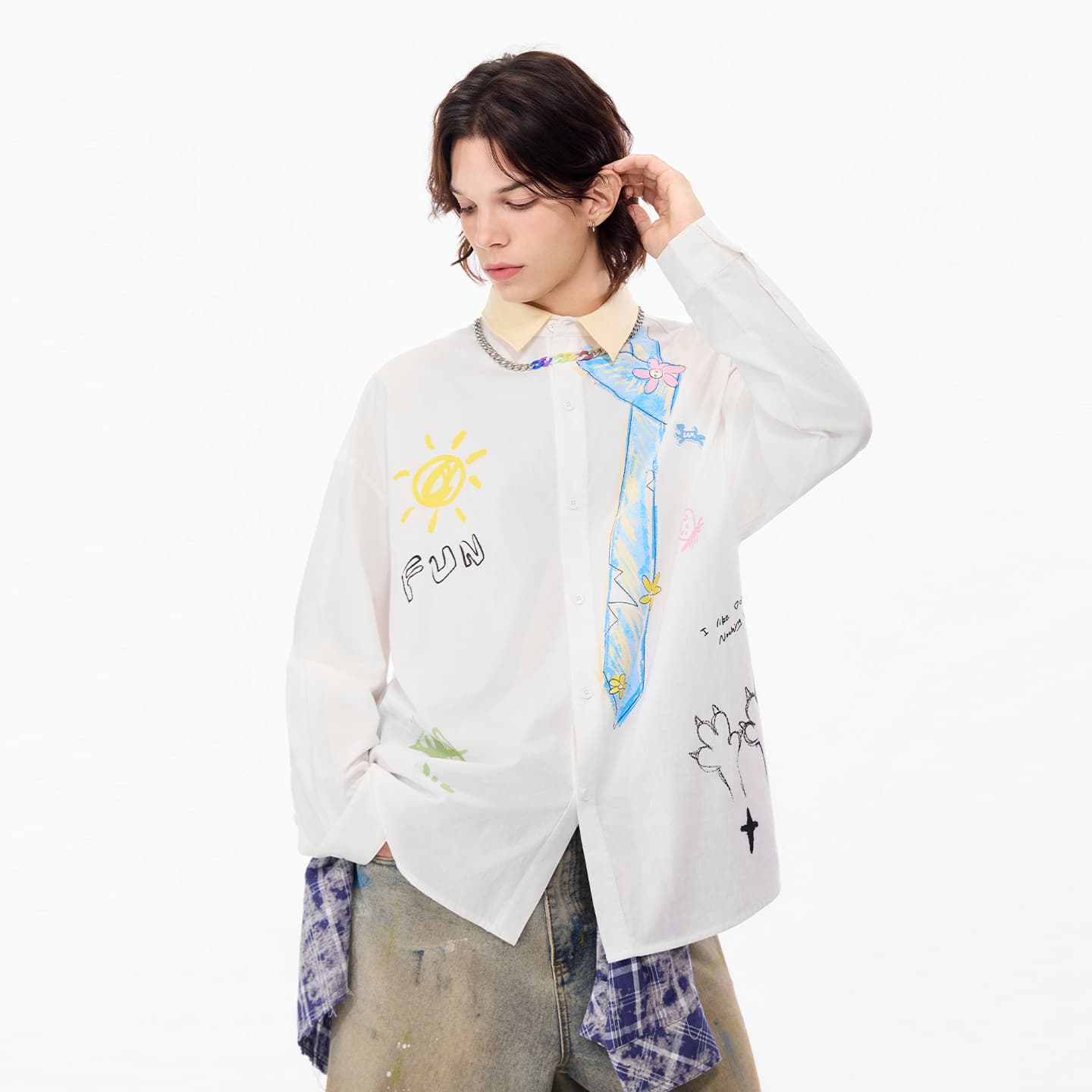 Рубашка LAMLICKA Длинный Sleeved Рубашка Мужской - изображение 7