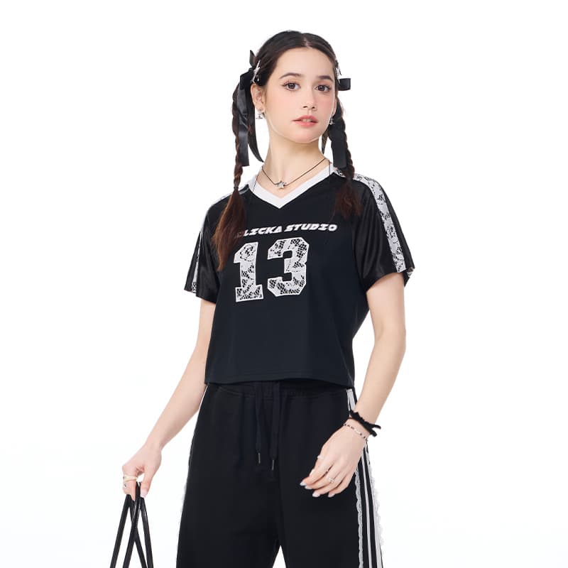 Футболка LAMLICKA Реглан T-Shirt Женская Черная - изображение 5