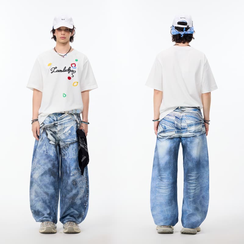 Штаны LAMLICKA Blue Unisex Jeans LAMLICKA Синий Унисекс Джинсы - изображение 7