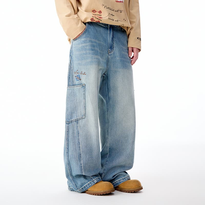 Штаны LAMLICKA Blue Men's Jeans LAMLICKA Синий Мужской Джинсы - изображение 6