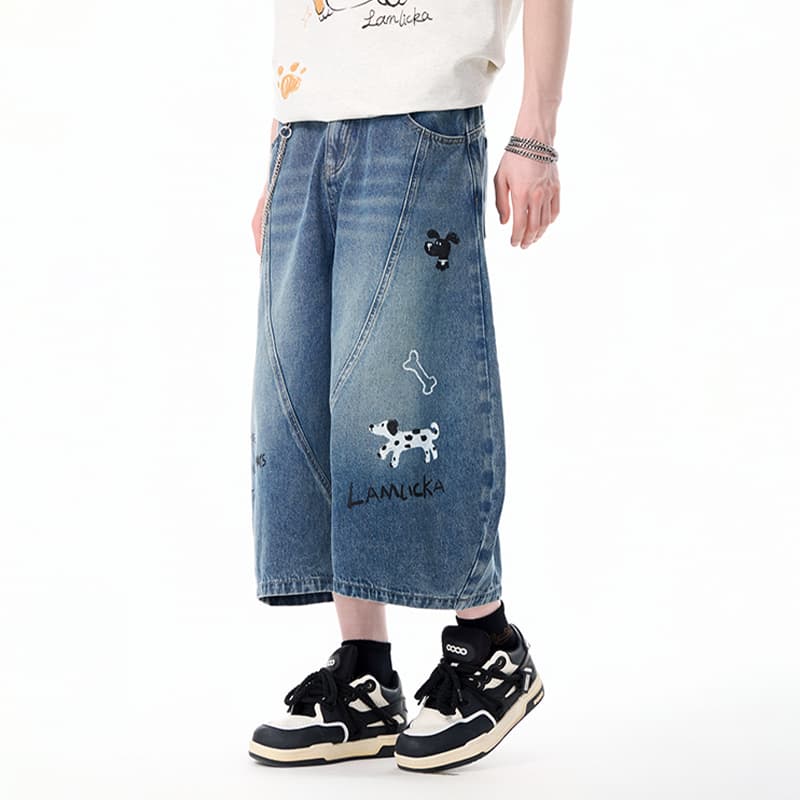 Джинсовые шорты LAMLICKA MID Длина Брюки Унисекс Blue - изображение 7