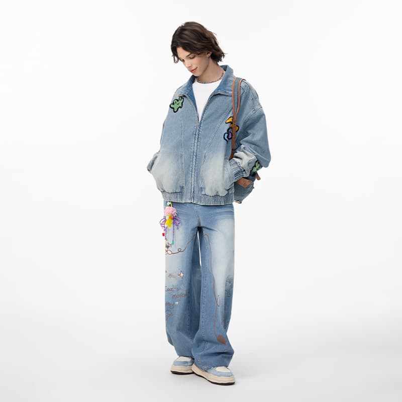 Джинсовая куртка LAMLICKA Blue Unisex Джинсовые куртки - изображение 8