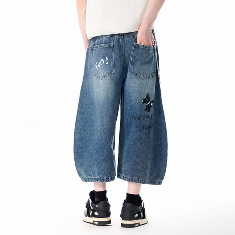 Джинсовые шорты LAMLICKA MID Длина Брюки Унисекс Blue - изображение 4