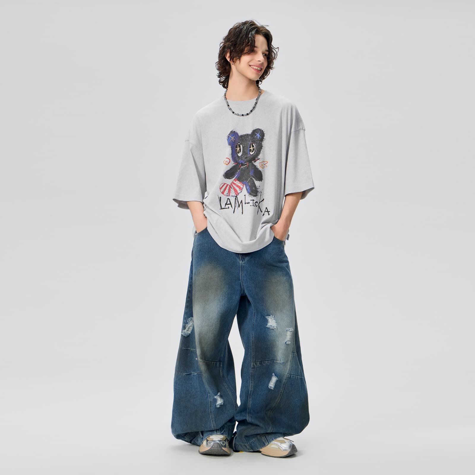 Футболка LAMLICKA T-рубашка унисекс серо-фиолетовая - изображение 8