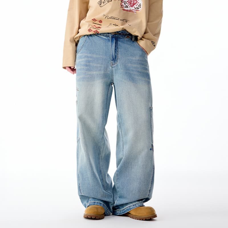 Штаны LAMLICKA Blue Men's Jeans LAMLICKA Синий Мужской Джинсы - изображение 7