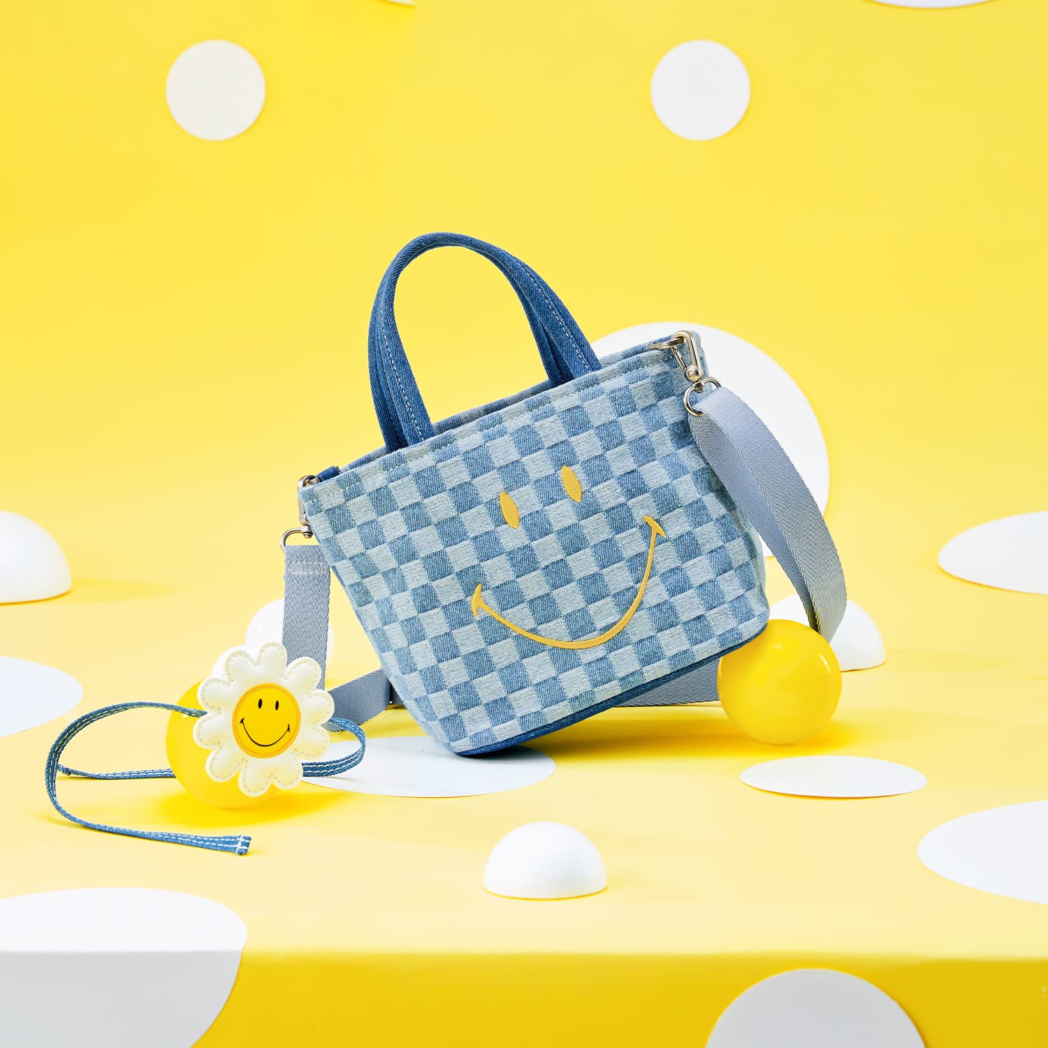 Сумка Lee x Smiley Checkered Tote Bag Blue - изображение 2