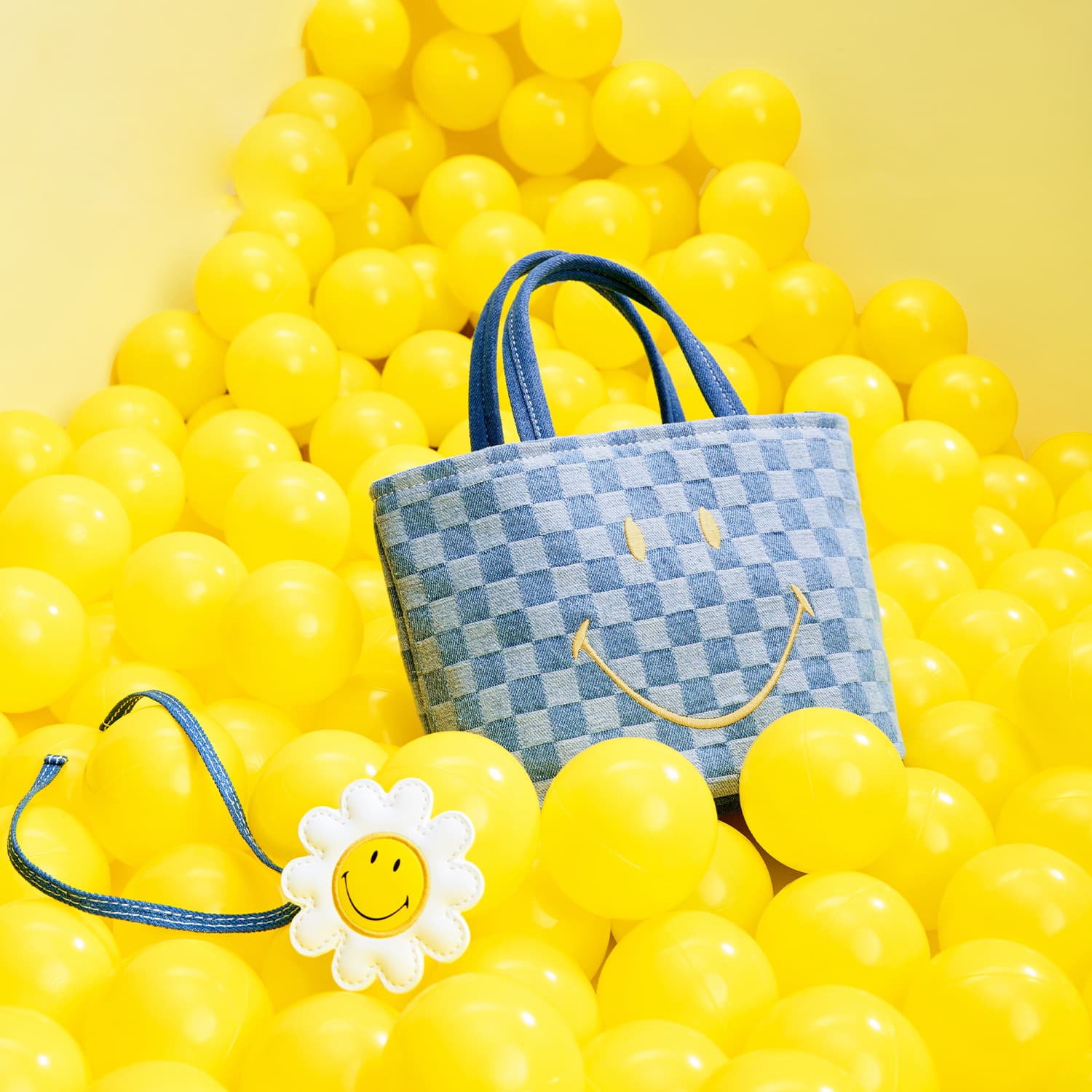 Сумка Lee x Smiley Checkered Tote Bag Blue - изображение 3