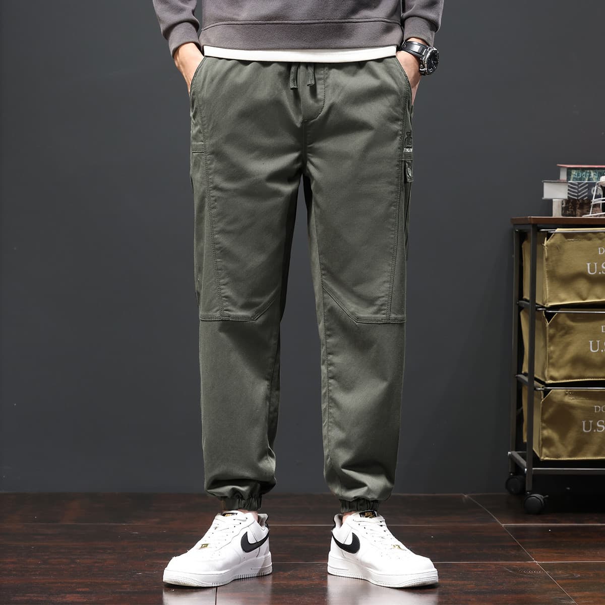 Штаны Tonlion Army Green Unisex Casual Pants Tonlion Армейские зеленые унисекс повседневные штаны - изображение 1