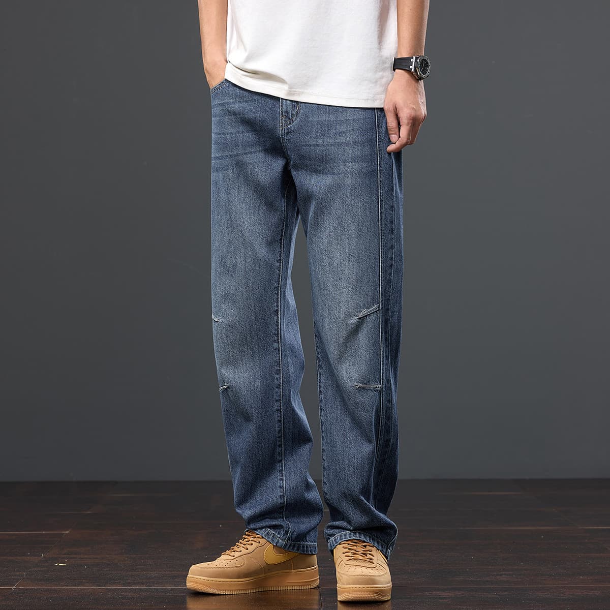 Штаны Tonlion Medium Blue Men's Jeans Тонлион Средне-синие Мужские Джинсы - изображение 4
