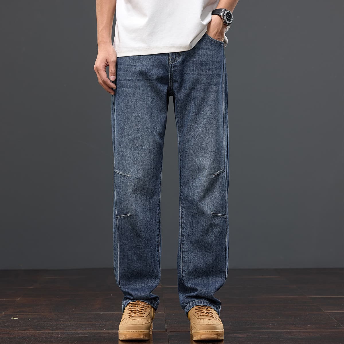 Штаны Tonlion Medium Blue Men's Jeans Тонлион Средне-синие Мужские Джинсы - изображение 6