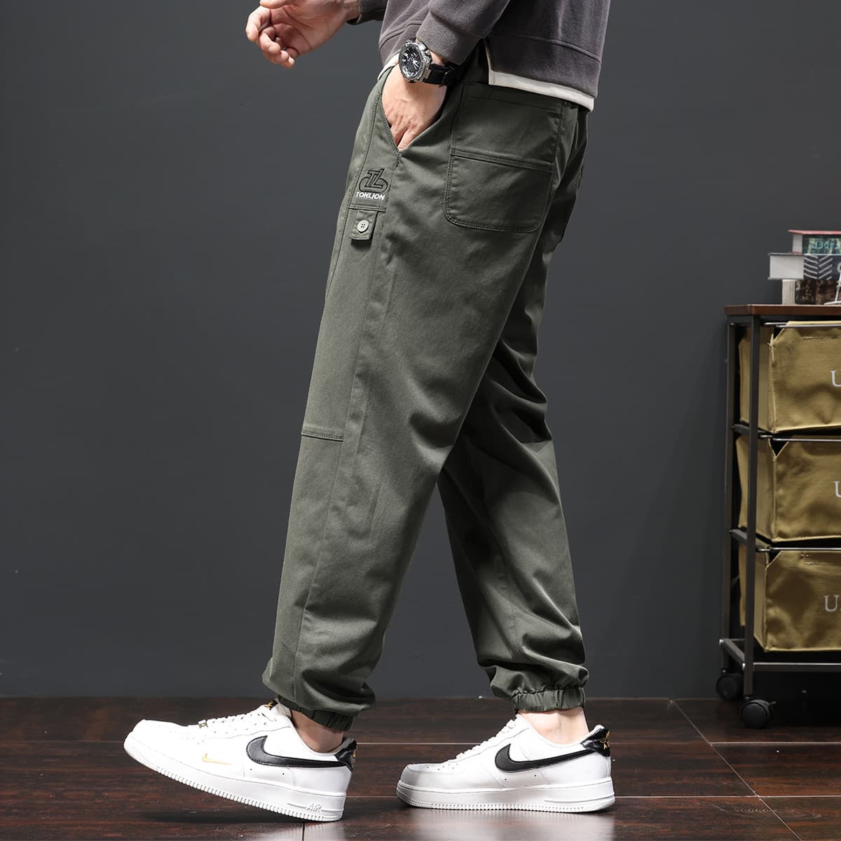 Штаны Tonlion Army Green Unisex Casual Pants Tonlion Армейские зеленые унисекс повседневные штаны - изображение 4