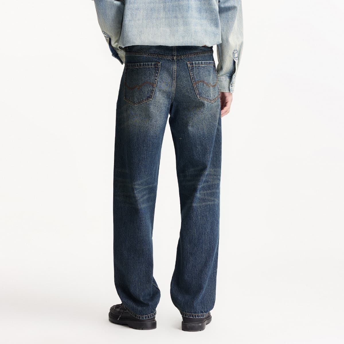 Штаны JACK&JONES Силуэт состаренный промытый многокарманный брюки прямая линия модный универсальный Cleanfit свободный классические джинсы мужские - изображение 3