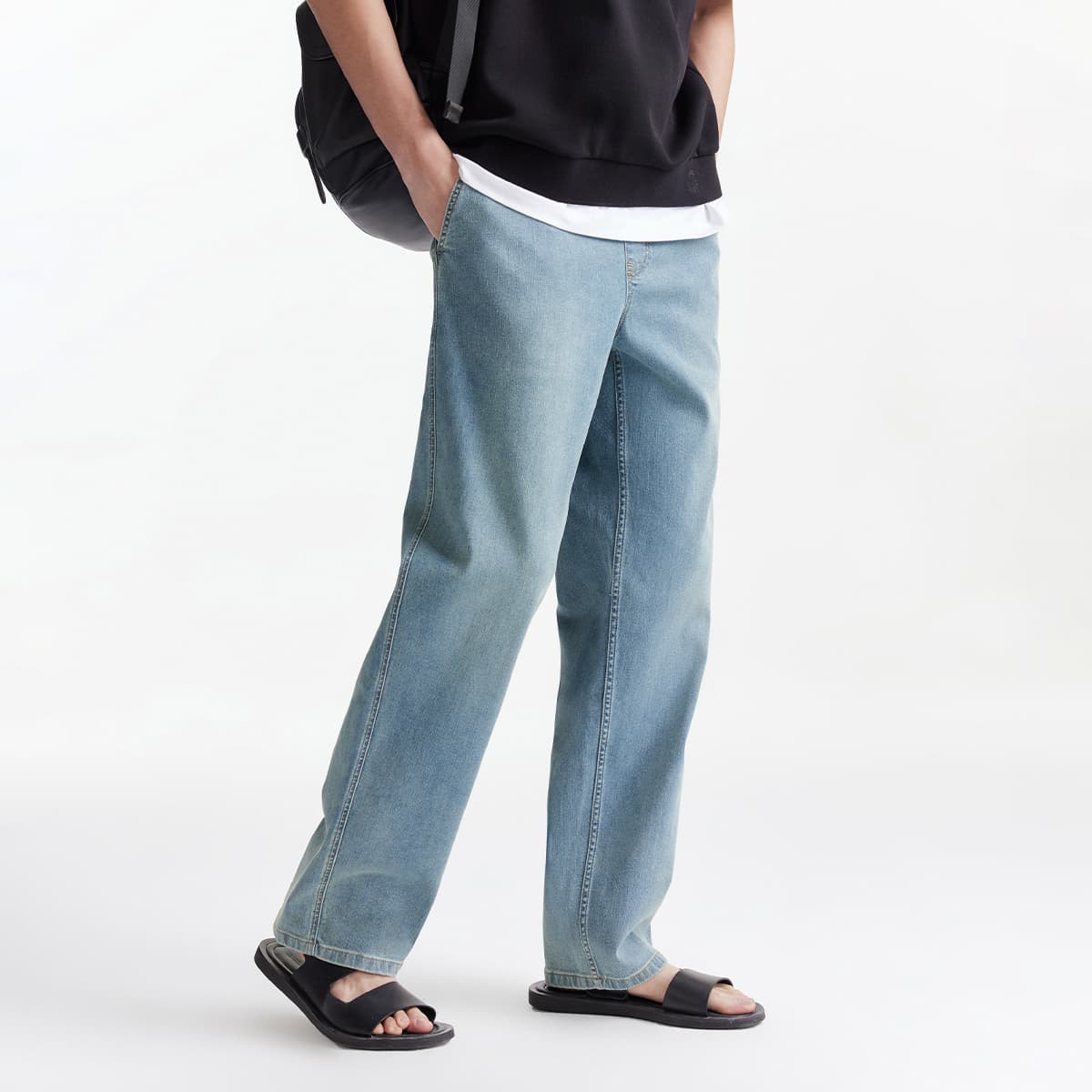 Штаны JACK&JONES Весенние брюки широкого кроя 907 с охлаждающей тканью, шнурком, эластичным поясом, винтажным снежным эффектом, модные универсальные - изображение 3