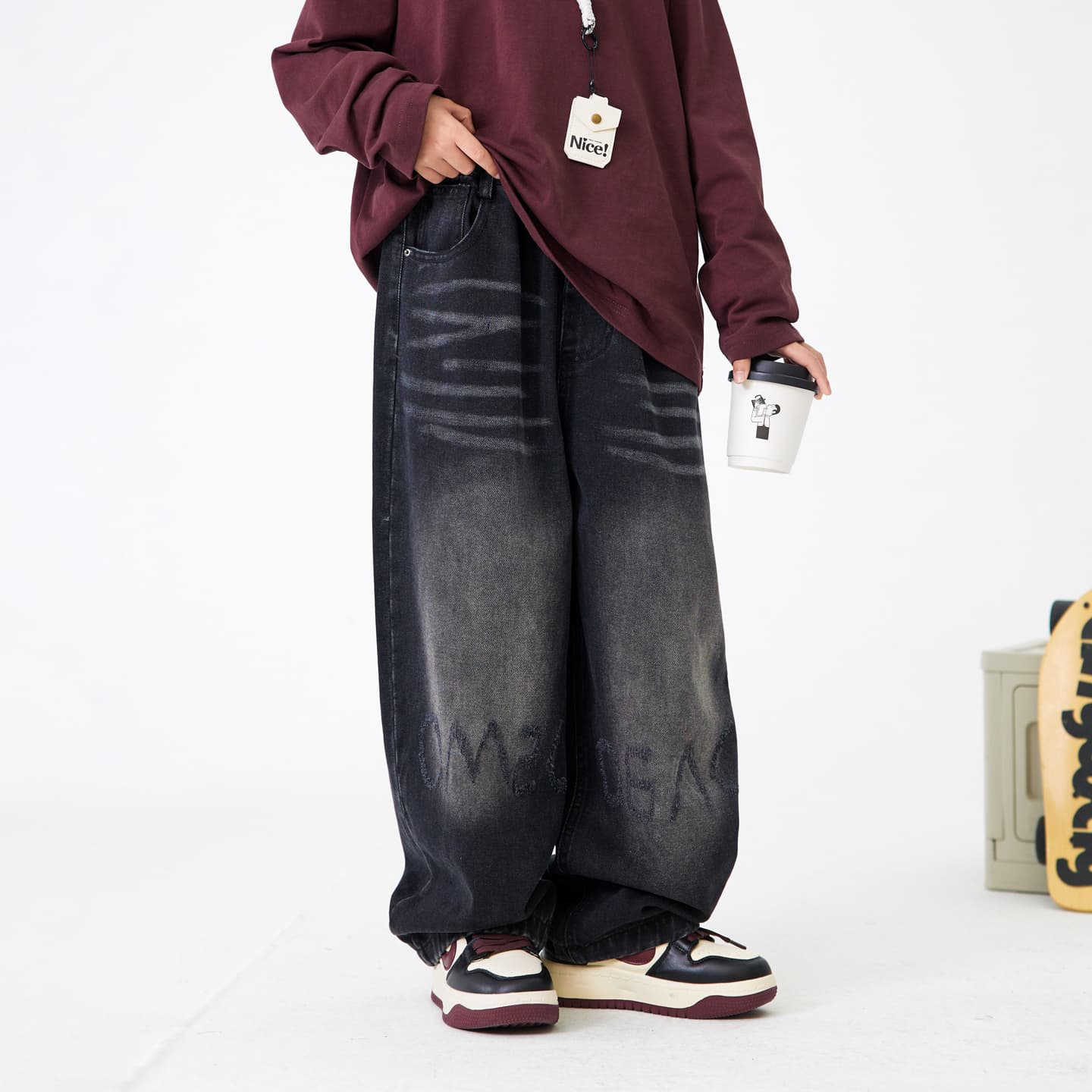 EASTERN CAMEL Carbon Black Kids Jeans (EASTERN CAMEL Угольный Черный Джинсы для Детей) - изображение 4