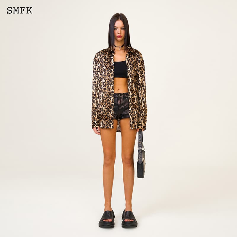 Блузка SMFK Compass Leopard Satin Shirt - изображение 5