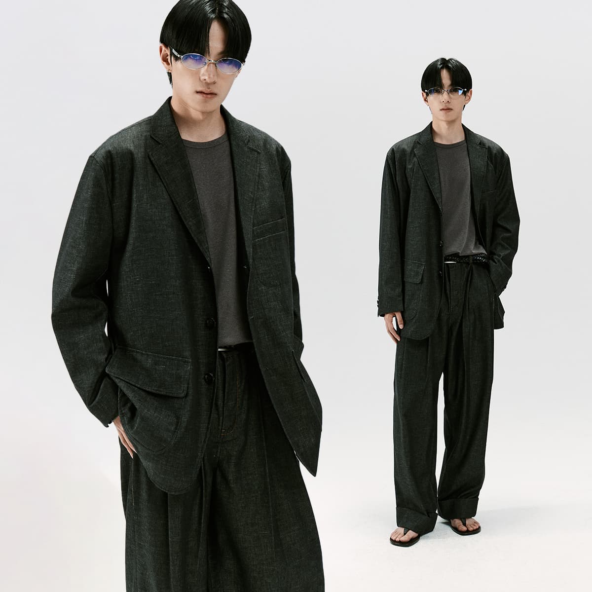 Пиджак cokein Black Gray Color Мужской Классические костюмы - изображение 3