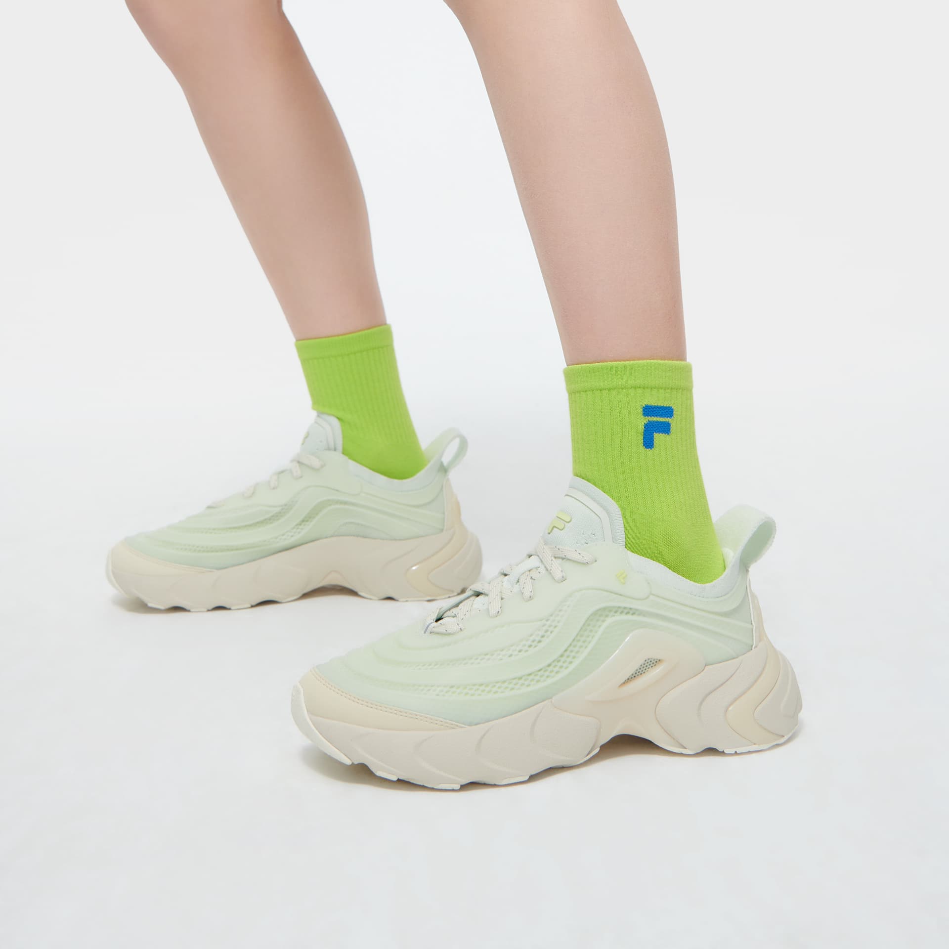 Кроссовки FILA FUSION Ray 4 Модный тренд Low Топ Повседневная обувь Women's White Зелёный - изображение 8