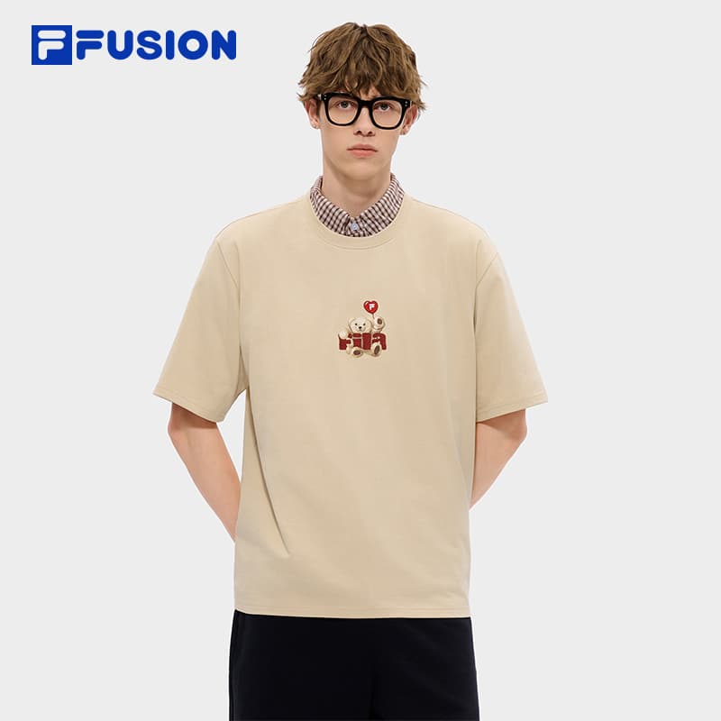 Футболка FILA FUSION FOB Короткий рукав T-рубашка унисекс коричнево-кофейного цвета - изображение 3