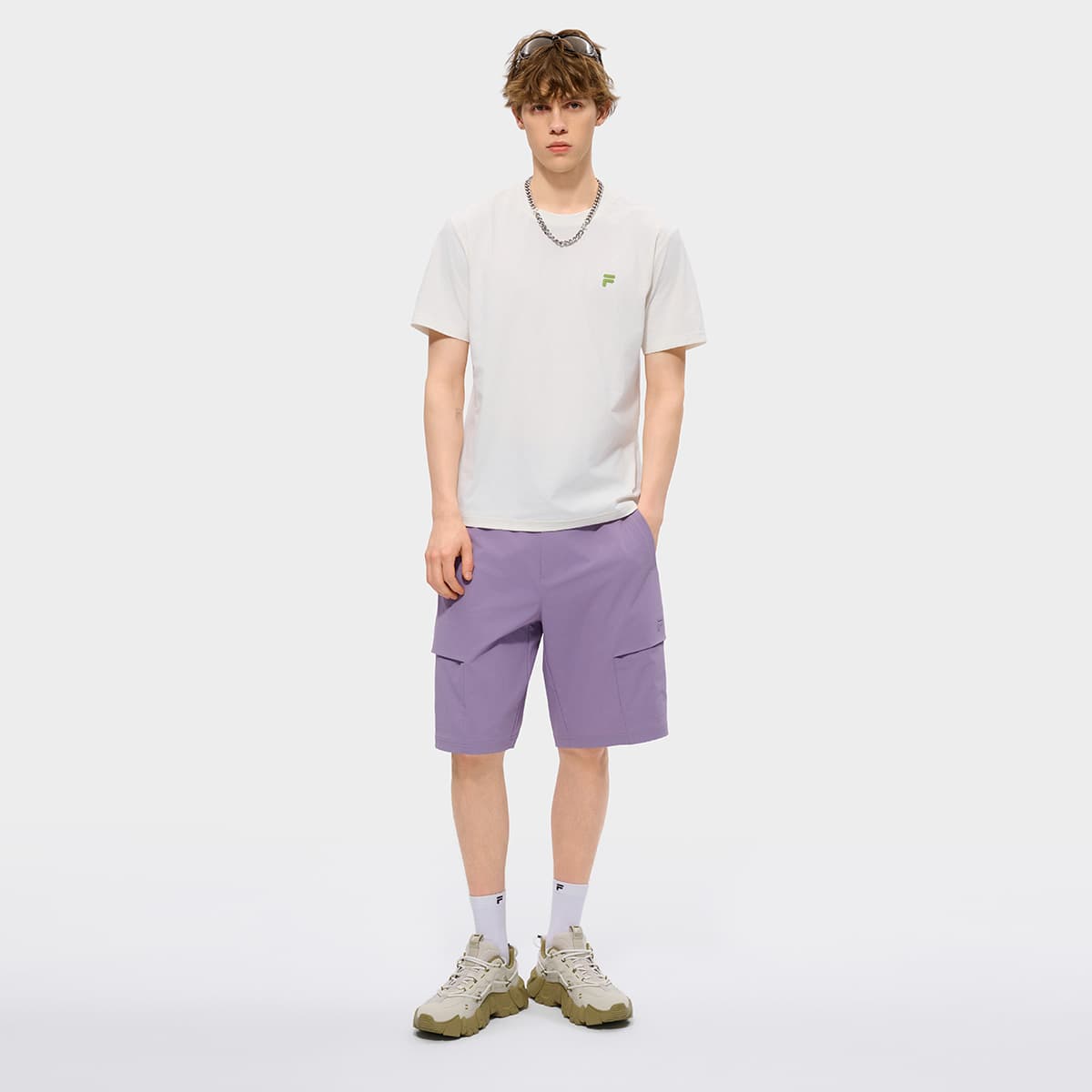 Футболка FILA FUSION URBAN TECH Короткий рукав Мужская футболка Cloud White - изображение 6