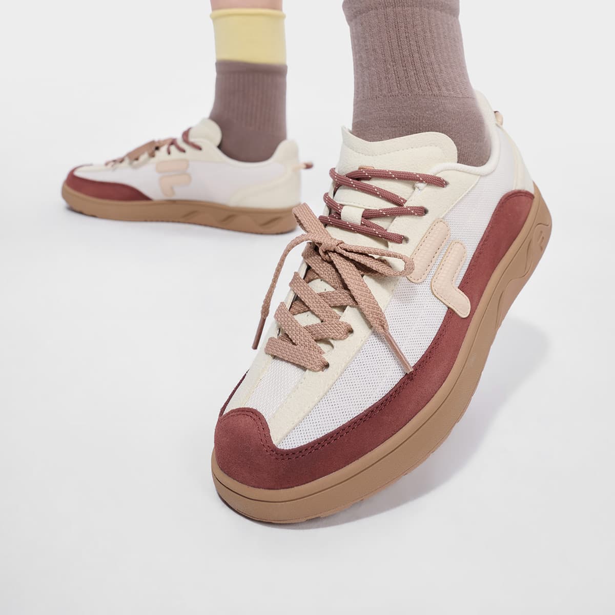 Кроссовки FILA FUSION GITA SLIM Скейтборд Кроссовки Низкий Топ Тофу Белый Темный Умбра Женские - изображение 7