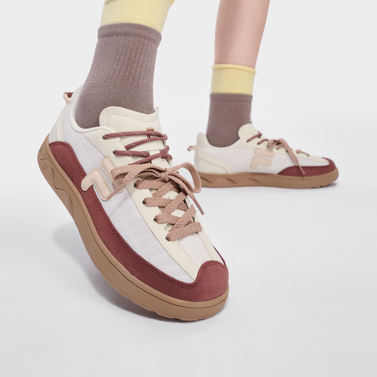 Кроссовки FILA FUSION GITA SLIM Скейтборд Кроссовки Низкий Топ Тофу Белый Темный Умбра Женские - изображение 8