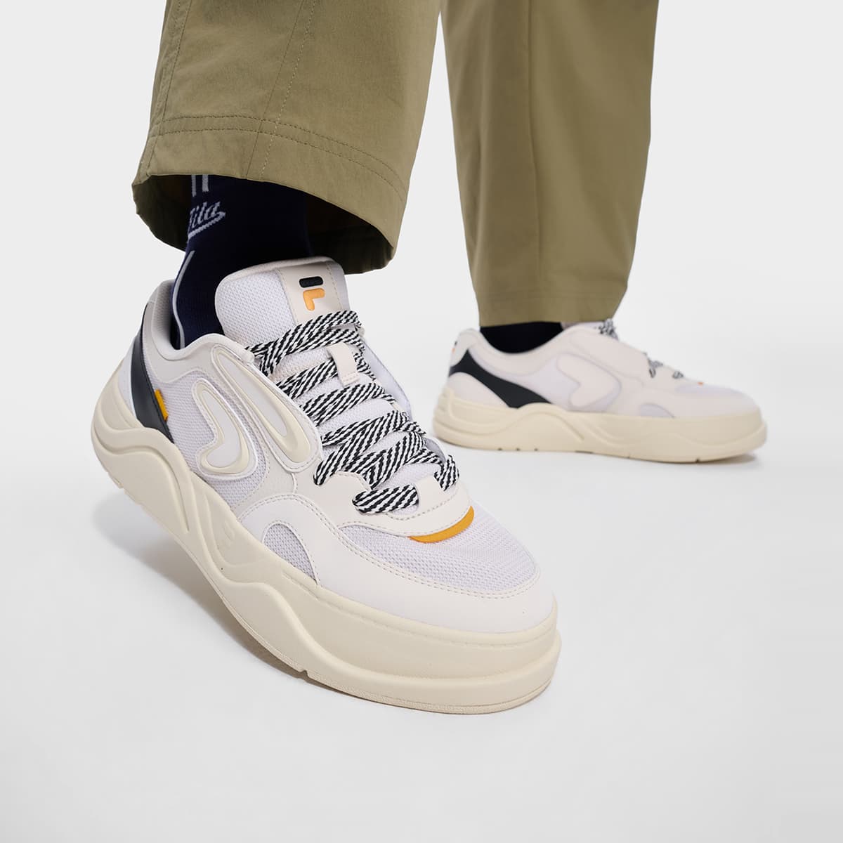 Кроссовки FILA FUSION 50 50 Кеды для скейтбординга Low Топ Прозрачный Белый Черный Мужской - изображение 8