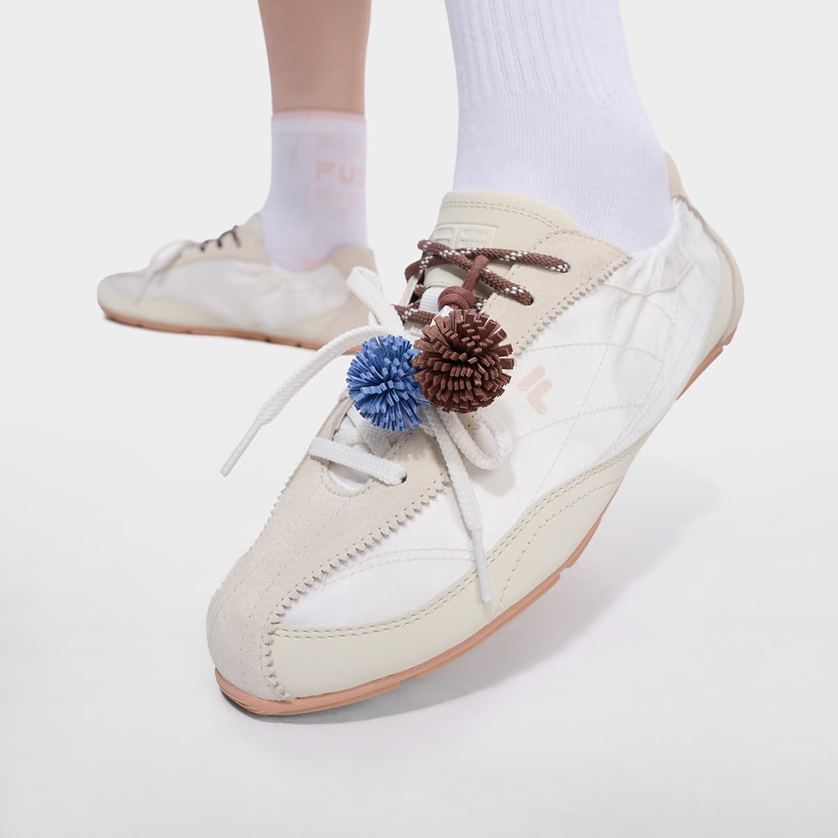 Кроссовки FILA FUSION FUFU Низкий Топ Повседневная Обувь Женская Белая Хлопковая Конфета Светло-Серый Желтый - изображение 7