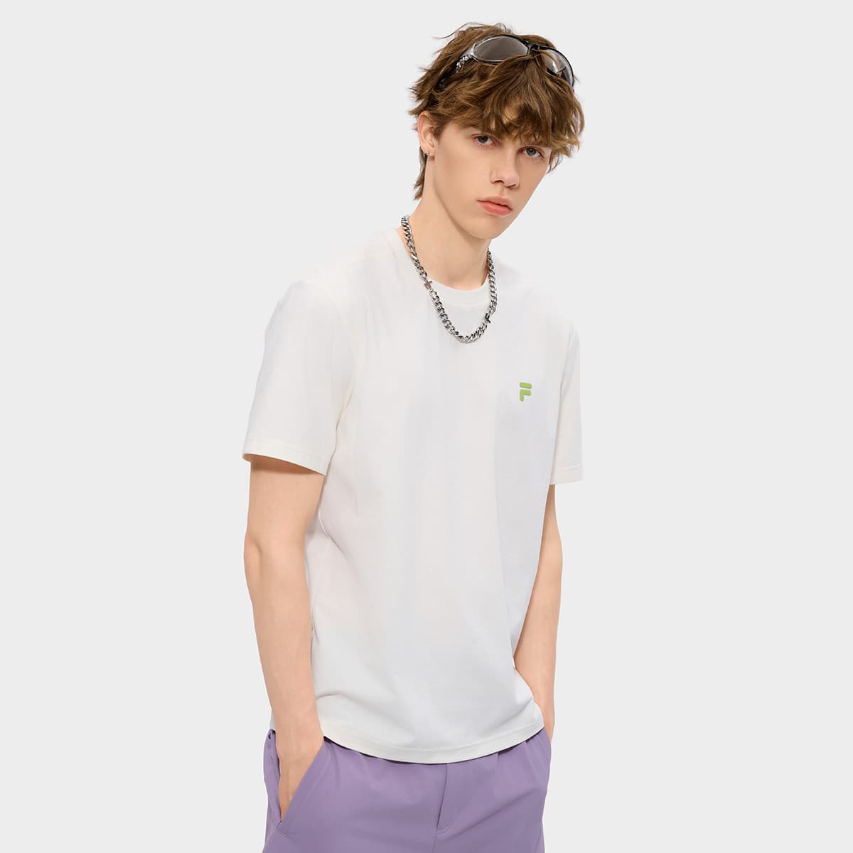 Футболка FILA FUSION URBAN TECH Короткий рукав Мужская футболка Cloud White - изображение 4