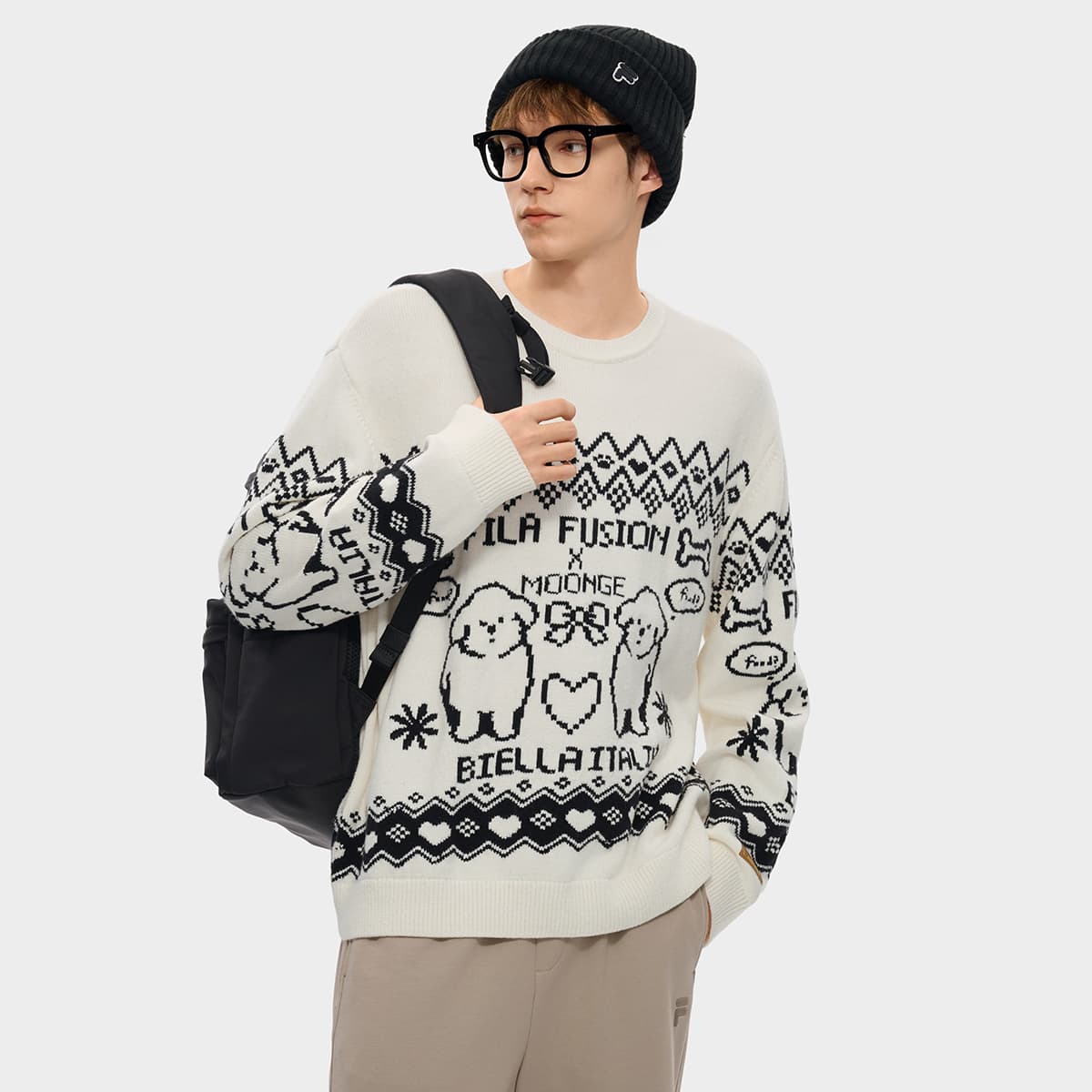 Кофта FILA FUSION FOB Облачный белый Унисекс Свитеры - изображение 4