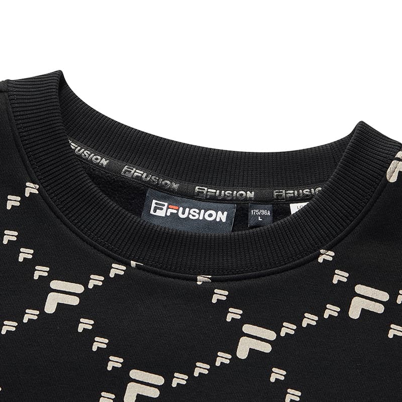 Кофта FILA FUSION FUSION LIFE С флисовой подкладкой Монограмма Универсальный Круглый вырез Свитшот с круглым вырезом Унисекс - изображение 3