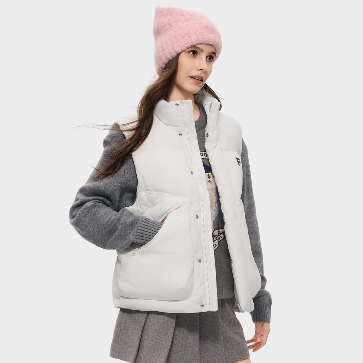 Зимняя куртка FILA FUSION FOBFILA X MOONGE Пуховый жилет Унисекс Белый - изображение 3