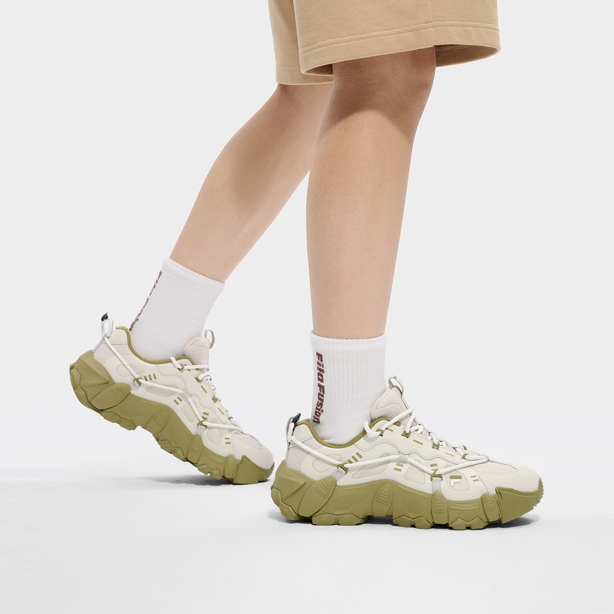 Кроссовки FILA FUSION exocet ii Противоскользящие и Дышащие Низкие Кроссовки Мужские Светло-Серый Желтый Ярко-Белый - изображение 8
