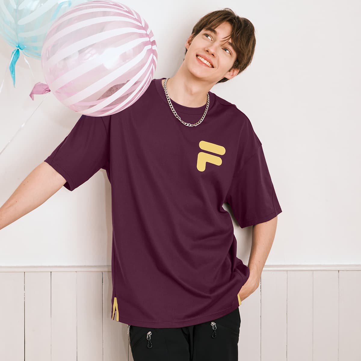 Футболка FILA FUSION T Рубашка Унисекс Песочно-Бордовый - изображение 4
