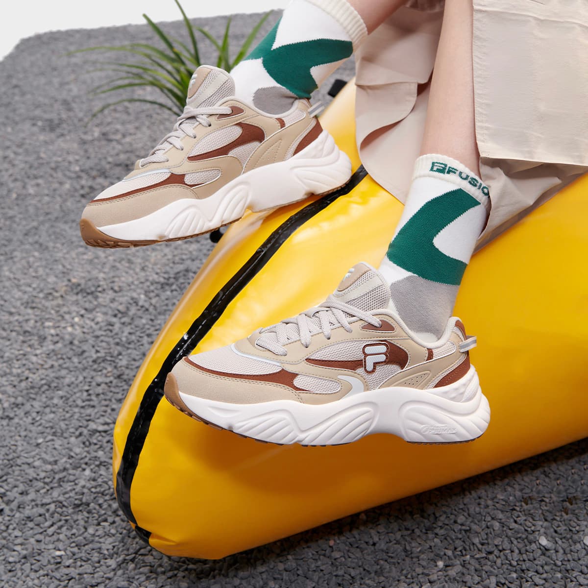 Кроссовки для бега FILA FUSION Conch II Conch Shoe Текстиль Синтетическая кожа Низкий топ Повседневные беговые кроссовки Женские - изображение 9