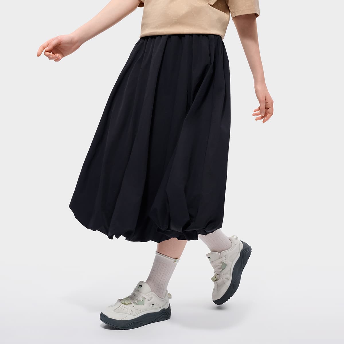 Юбка FILA FUSION Повседневный Длинный Юбка Женские Глубокий черный - изображение 3