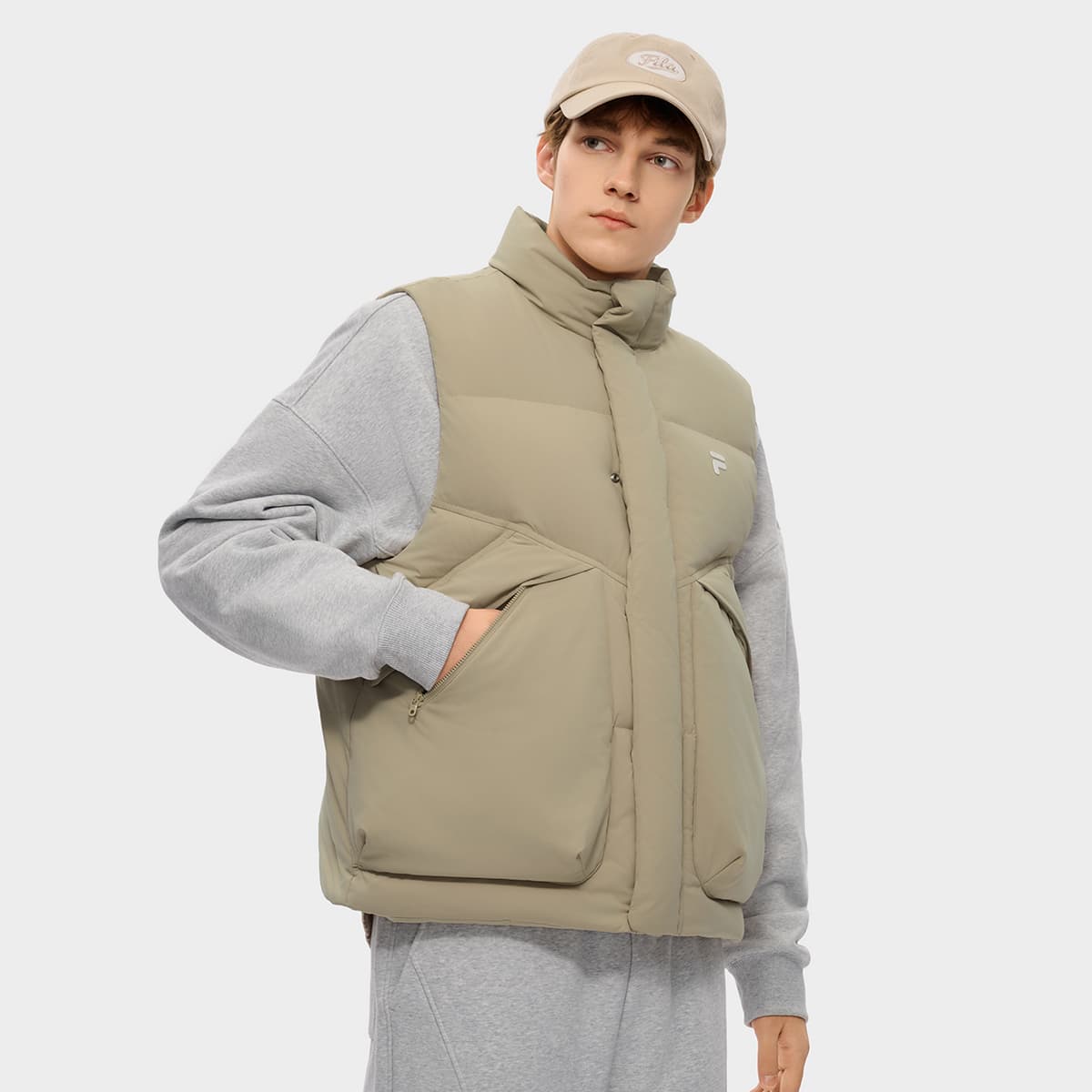 Зимняя куртка FILA FUSION FOBFILA X MOONGE Пуховик Унисекс Песок Земляной хаки - изображение 3