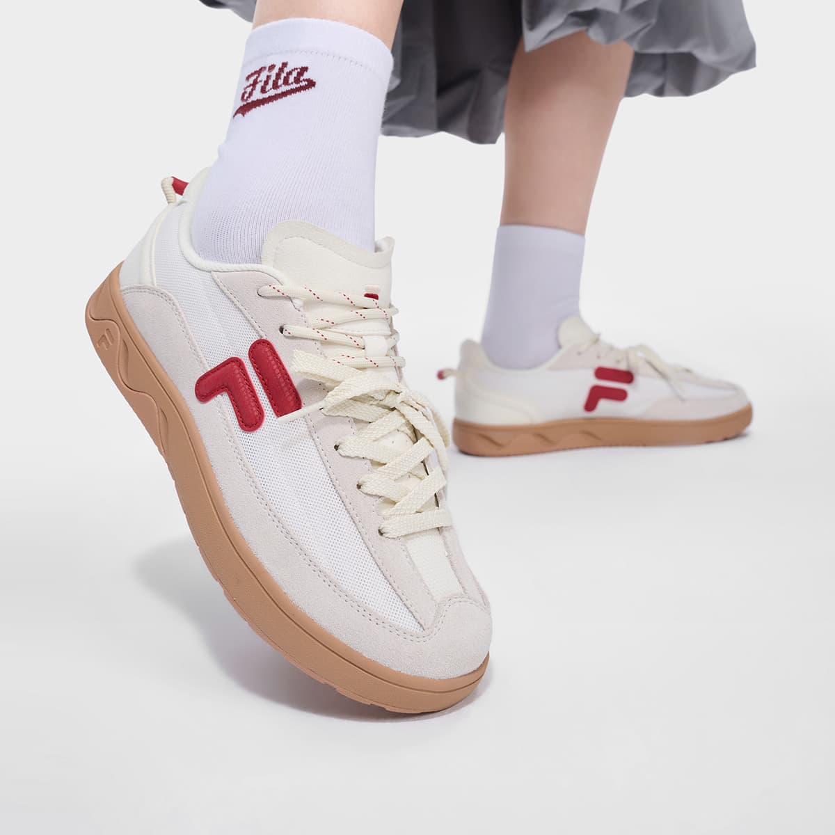 Кроссовки FILA FUSION GITA SLIM Скейтборд Кроссовки Низкий Топ Снег Strong Красный перечный Женские - изображение 7