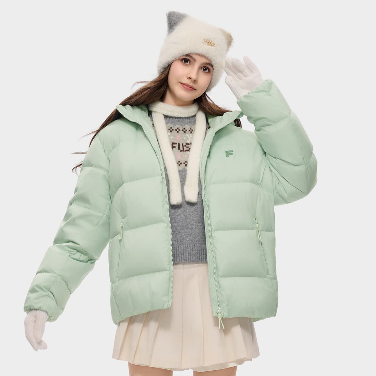 Зимняя куртка FILA FUSION FOB Пуховик Унисекс Изумрудно-зеленый - изображение 3