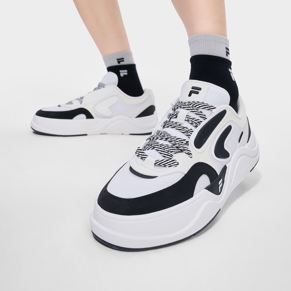 Кроссовки FILA FUSION 50 50 Кеды для скейтбординга Low Топ Черный Белый Средний белый Мужской - изображение 7