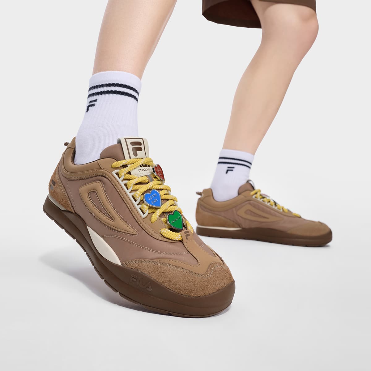 Кроссовки FILA FUSION BOBO BLING FOOTBALL Повседневная обувь Низкий Топ Топленое масло Коричневый Какао-коричневый Мужской - изображение 8