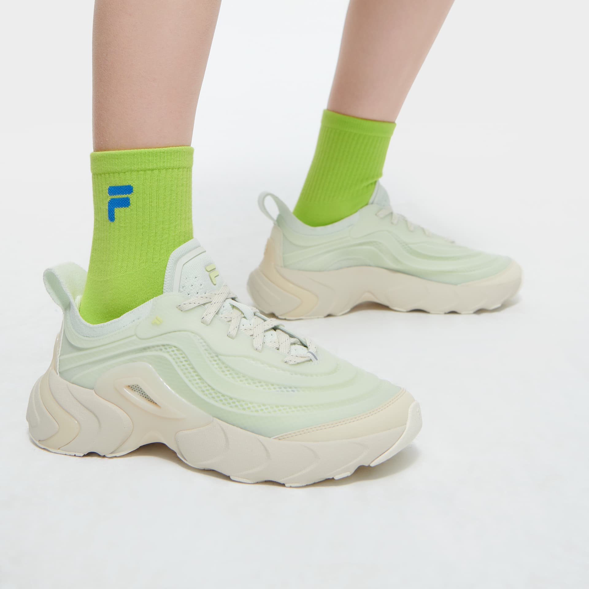 Кроссовки FILA FUSION Ray 4 Модный тренд Low Топ Повседневная обувь Women's White Зелёный - изображение 9