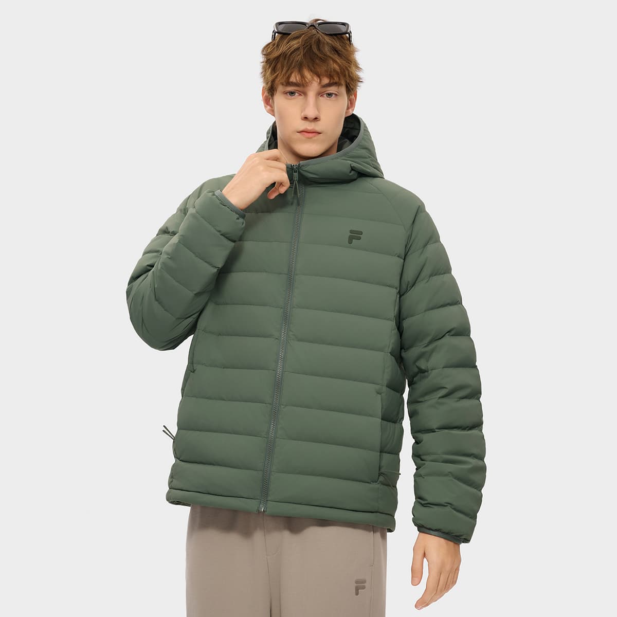 Зимняя куртка FILA FUSION FOB Кожаный серый Зелёный Унисекс Пуховики - изображение 3