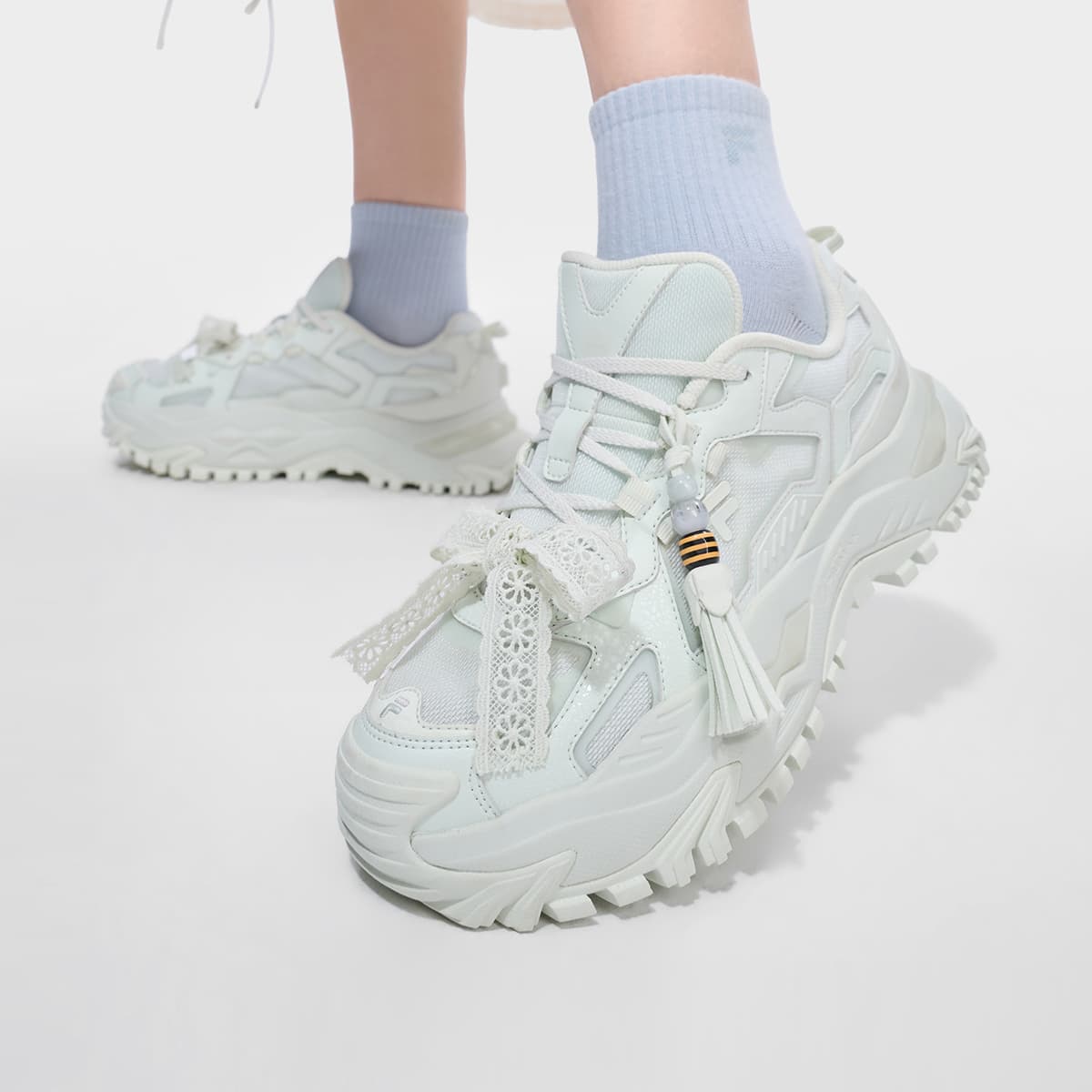 Кроссовки FILA FUSION BIANCO DX Низкие массивные кроссовки Женские Морозный зеленый Призрачный зеленый - изображение 7