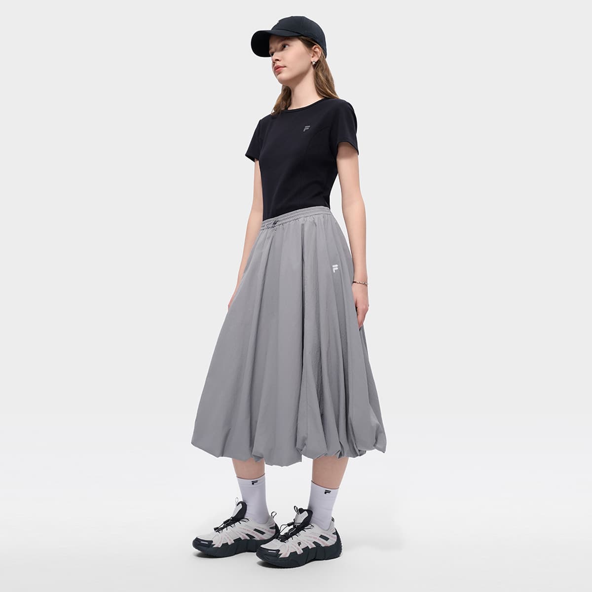 Юбка FILA FUSION Повседневная длинная юбка для жизни женская серого цвета - изображение 6