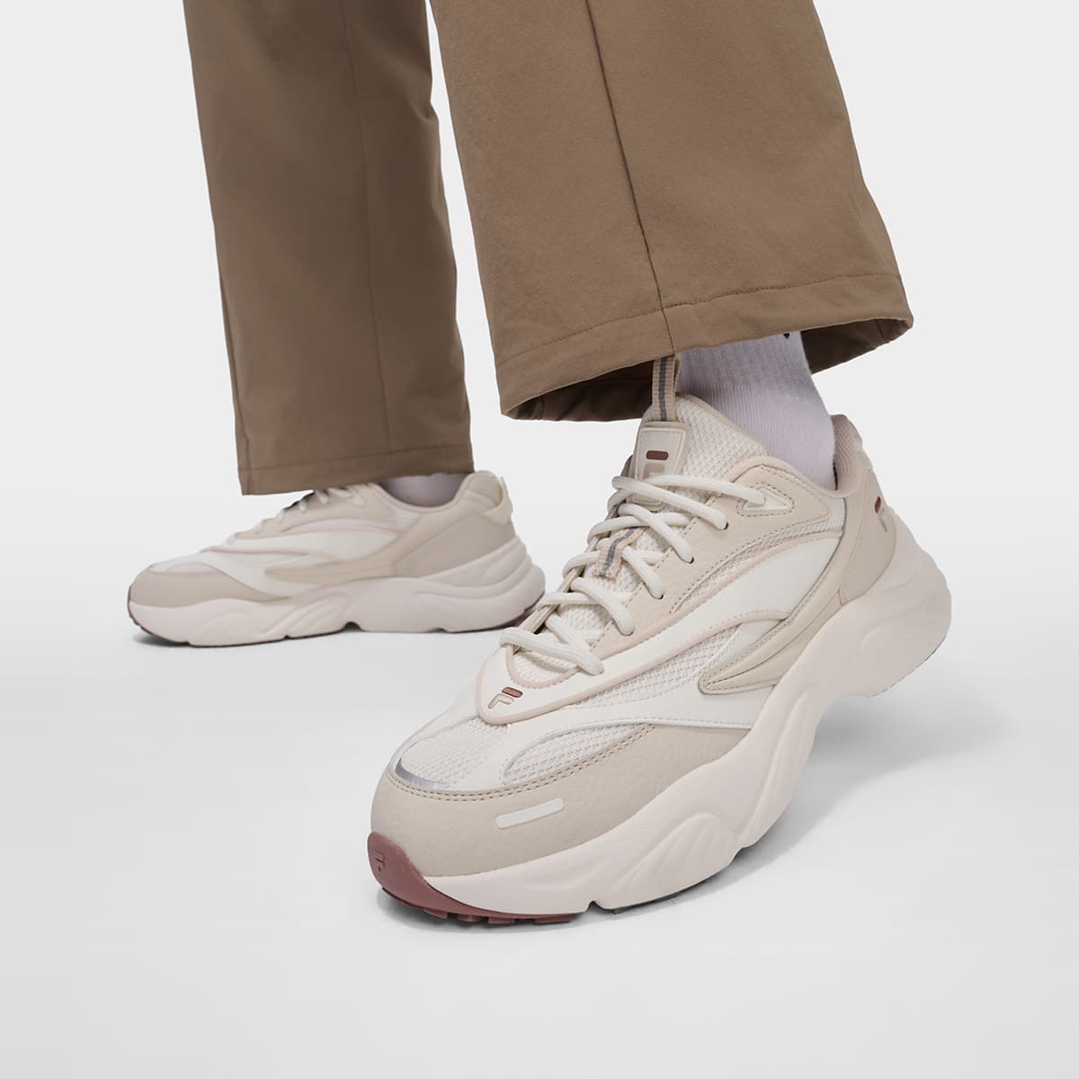 Кроссовки FILA FUSION Windy Низкие кеды массивные кроссовки Мужские Снег Березово-коричневый - изображение 7